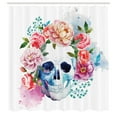 thumbnail image 2 of Ambesonne Skull Shower Curtain, Floral Colorful Skeleton, 69"Wx84"L, Multicolor, 2 of 4
