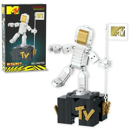 Brickcraft MTV Moon Person Brick Building Kit ( 562 Plastic Pieces) – Creative Nostalgic Home Décor Display, and Unique Collectible Gift for 16+
