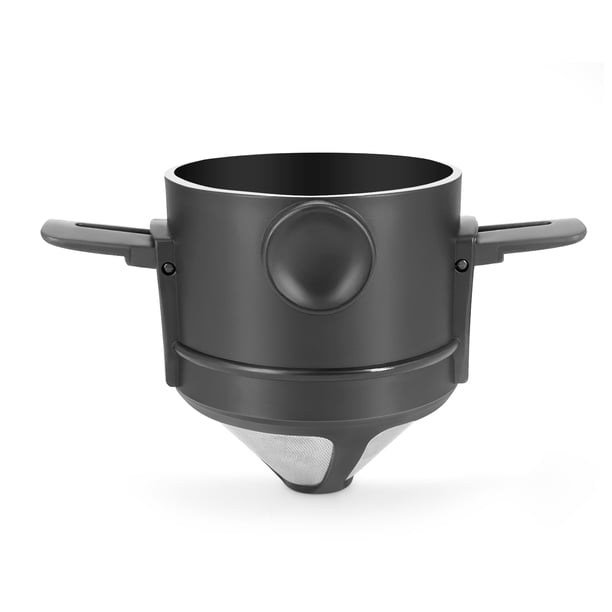 Herramientas de cocina Filtro de café portátil plegable hecho a mano, cono de goteo de café, para goteo de café y té con soporte de acero inoxidable, sin papel de filtro Filtro ultrafino encriptado