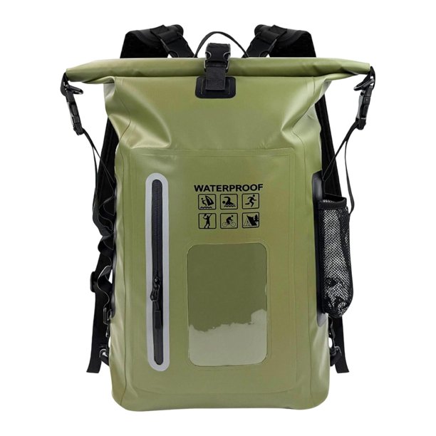 Bolsa impermeable seca para kayak, bolsa de flotación de 25 litros, bolsa ligera de gran capacidad. Verde