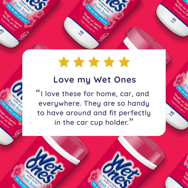 Wet Ones Antibacterial Fresh Scent Hand Wipes 40 Ct Canister
