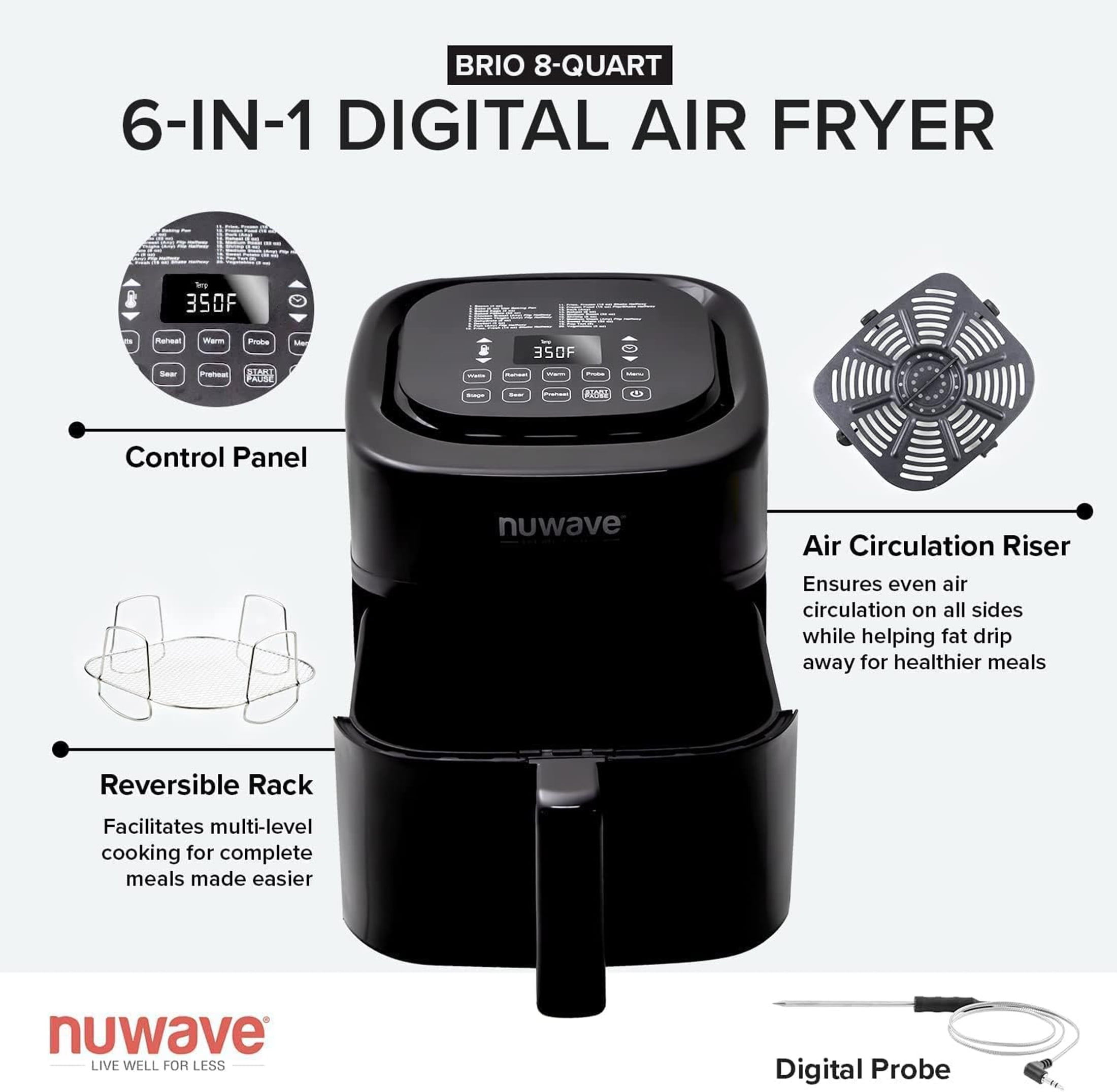 NuWave Brio 3 Qt. Black Air Fryer 36011 - The Home Depot