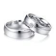 thumbnail image 2 of 316L Stainless Steel Silver Bands Promised Men's Women's Wedding CZ Couple Rings, 2 of 7