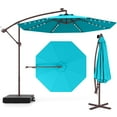 thumbnail image 1 of Costway Patio 10FT Hanging Offset Umbrella 32 LED Lights Sand Bag Outdoor Cross Base Turquoise, 1 of 10