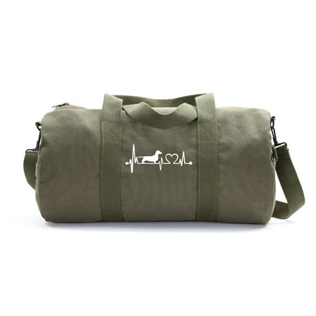 Dachshund Wiener Dog Heartbeat Lifeline Monitor Army Sport Canvas Duffel (Best Phantom 4 Backpack)