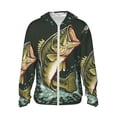 thumbnail image 1 of Fotbe Largemouth Bass jumps out of water Chaqueta con Protección Solar UPF 50+ para Hombre y Mujer, Camisa con Capucha y Bolsillos-XX-Large, 1 of 7