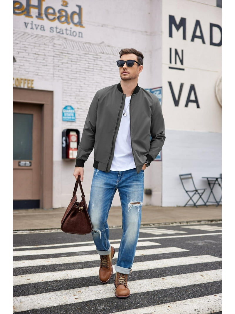 COOFANDY Men's Bomber Jacket Classic Slim Fit Zip Up Jacket Casual