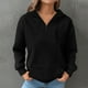 thumbnail image 2 of Blusas para mujer,Blusa informal de manga larga para mujer, camiseta holgada, jersey de poliéster, cuello con solapa, para uso diario, sopatenor, 2 of 9