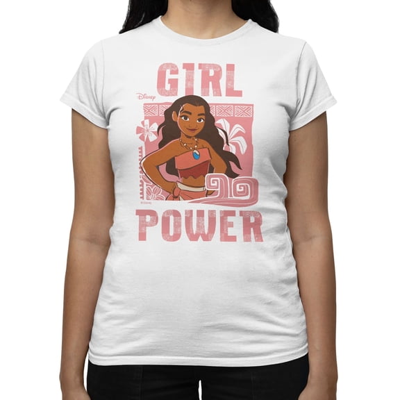 Disney Moana Girl Power Women's T Shirt (White, S-XXL)