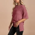 thumbnail image 4 of Oversized Ribbed Tops for Women Round Neck 3/4 Sleeve Trendy Casual Loose Fit Basic T-Shirts Pullovers Solid Blouses Hot Pink,2XL, 4 of 6