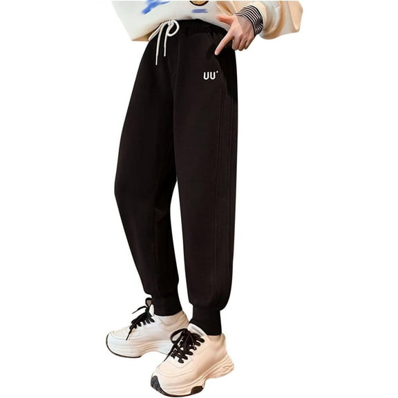 BFHHYA Kid Boys' Cuffed Jogger Pants Drawstring Elastic Waist Casual Athletic Sweatpants Ankle-Length Pants with Pockets (4-13 Years)
