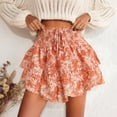 thumbnail image 2 of zaveiop Floral Skorts for Woman Ruffle Mini Skirt with Shorts Underneath Causal Summer Boho Outfits (Orange, XXL), 2 of 8