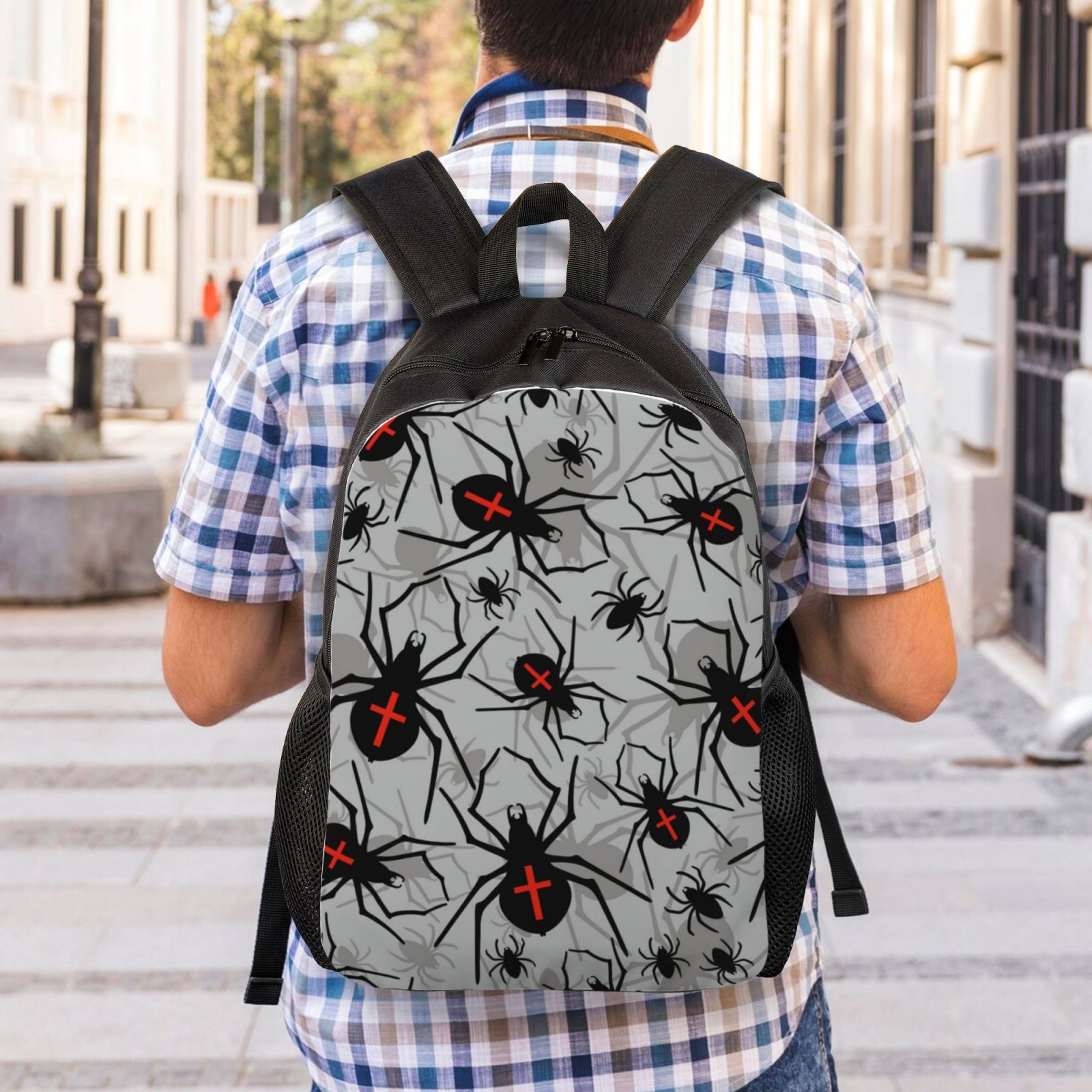 Xecao Spiders Print School Backpack with Laptop Compartment Small Travel Laptop Backpack for Women Men Waterproof College Backpack Simple School Bag