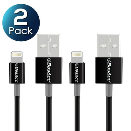Ipod Touch 5 Black 2 Pack BasAcc 3' iPhone Charger Cable Lightning Cable (MFi Certified) for iPhone XS X 11 / 11 Pro / 11 Pro Max 7 8 6 Plus 6s iPad Pro 10.5 9.7 5 Air 2 Mini iPod Touch 5th 6th Charge 8-Pin Black ()