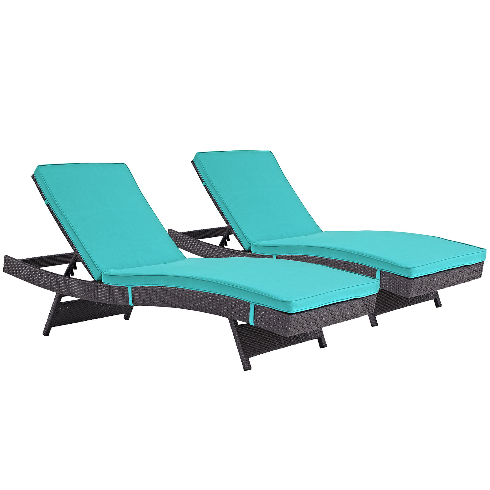 Modern Contemporary Urban Design Outdoor Patio Balcony Chaise Lounge Chair ( Set of 2), Blue, Rattan - image 1 of 4