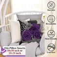 thumbnail image 6 of Purple Pillow Covers 4 Pack 18x18 Purple Rose Black Gray Decorative Deep Aubergine Throw Pillow Covers for Couch Bed Flower Linen Farmhouse Pillow Cases Spring Summer (Purple), 6 of 6