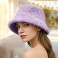thumbnail image 5 of Fuzzy Bucket Hats for Men Winter Hat Fleece Fitness Fisherman Plush Faux Fur Women's Hats & Caps Light Violet, 5 of 9