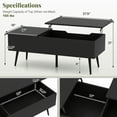 thumbnail image 3 of Gymax Lift Top Coffee Table w/ Split Top & 2 Hidden Compartments Tapered Metal Legs, 3 of 10
