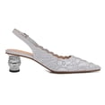 thumbnail image 2 of XYD Women Pointed Toe Rhinestone Slingback Pumps Buckled Strap Crystal Low Heels Elegant Party Bridal Sandals Size 10.5 Silver Gray, 2 of 4