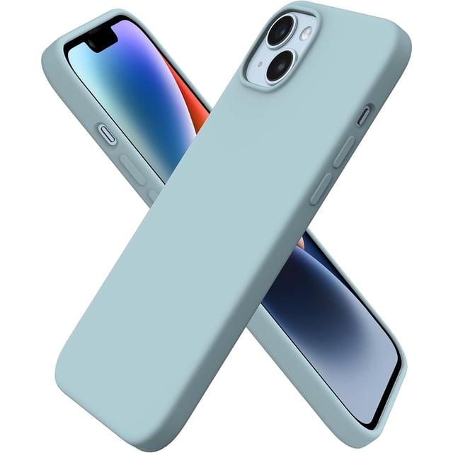 Compatible with iPhone 14 Plus Case 6.7, Slim Liquid Silicone 3 Layers Full Covered Soft Gel Rubber Case