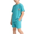 thumbnail image 2 of Auroural Kids Clothes Set 3-6 Month Baby Boy Clothes Set Children's Printed Round Neck Short Sleeved Top with Elastic Waist Shorts Casual Set, 2 of 9