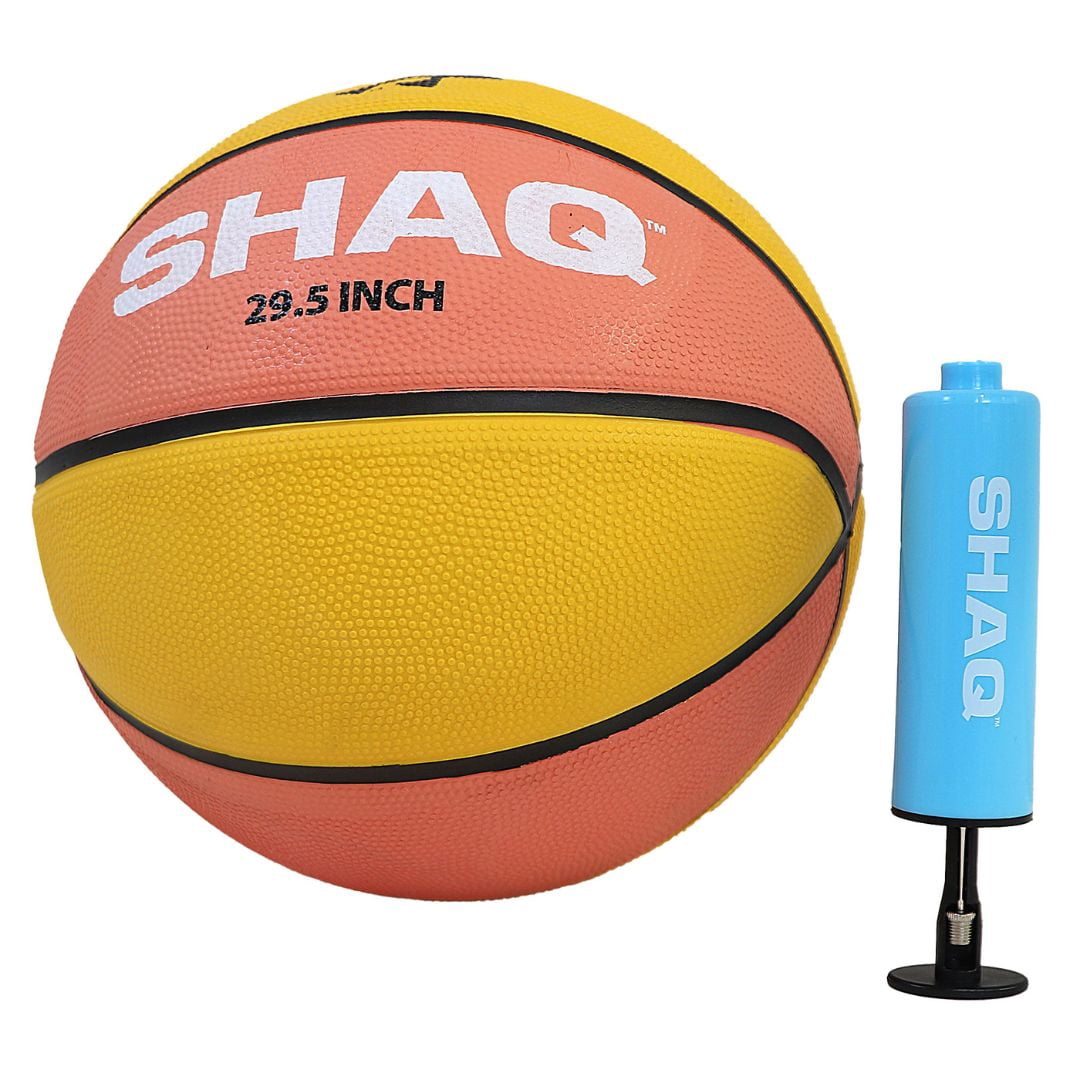 SHAQ Composite Basketball 29.5" Deflated with Mini Pump Mens Basketball Indoor Outdoor Basketball Size 7 Basketball Shaq Youth Basketball Equipment