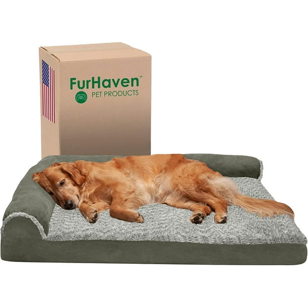 FurHaven Pet Products TwoTone Faux Fur & Suede Deluxe Orthopedic