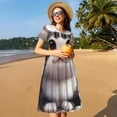 thumbnail image 4 of Picia Cute Cartoon Kitten Pattern Women's Short Sleeve Summer Dress Pleated Loose Swing Knee Length Short Sleeve Swing Dresses, 4 of 6