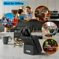 thumbnail image 3 of McCook DISHWASHER SAFE MC701 black Knife Sets of 26, Stainless Steel Kitchen Knives Block Set with Built-in Knife Sharpener, Measuring Cups and Spoons, 3 of 10