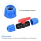 thumbnail image 4 of Válvula de bola de cierre de plástico PE Uxcell azul para tubo de riego de jardín de 25 mm, paquete de 2, 4 of 4