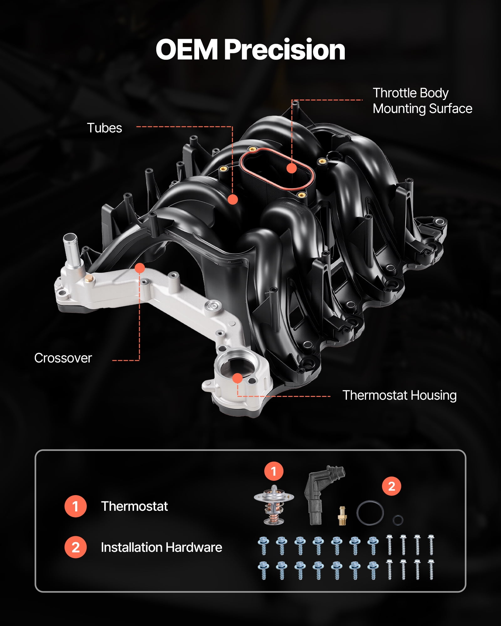 VEVOR Intake Manifold, with Gasket, Engine Intake Manifold Assembly Compatible with 2000-2004 Ford F150/F250/F350, Replace 615-188, AC2Z-9424-A, 2L1Z-9424-AA, 4C2Z-9424-CA, 5C2Z-9424-AA, 9C2Z-9424-AA