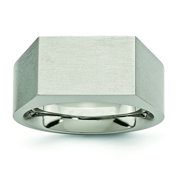 Primal Steel Titanium Brushed Signet Ring