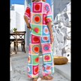 thumbnail image 4 of Conjunto de 2 Piezas de Chándal de Verano para Playa con Camisa de Corta y Botones para Mujer, Top Estampado, Pantalones Cortos de Descanso Flor A Cuadros XL, 4 of 10