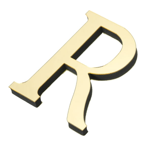 Uxcell 3D Acrylic Alphabet Mirror Wall Stickers Letter R Self Adhesive Letter Sign for Home Decoration Light Gold
