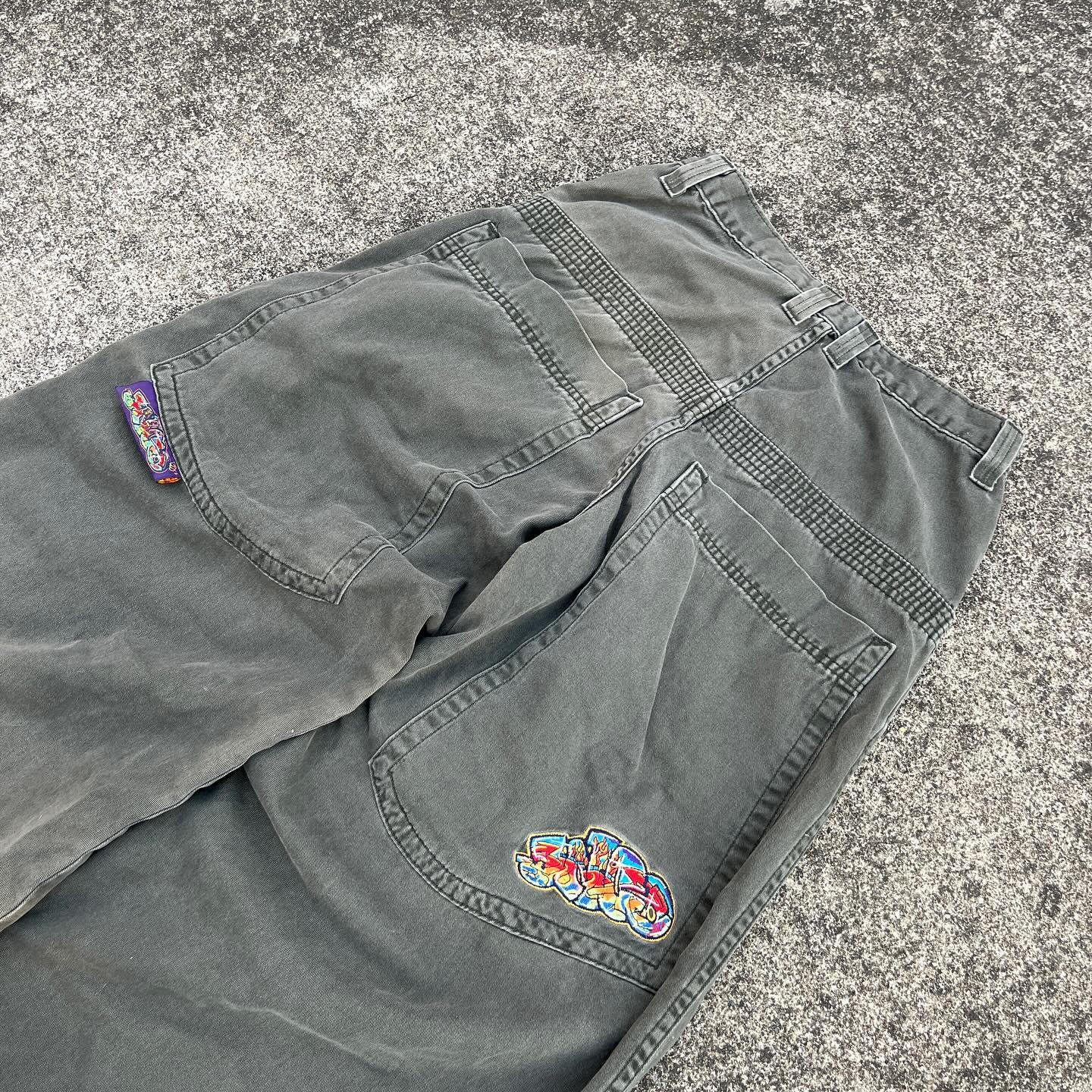 JNCO Jeans Y2K Hip Hop JNCO Letter Graphic Retro Black Baggy Jeans