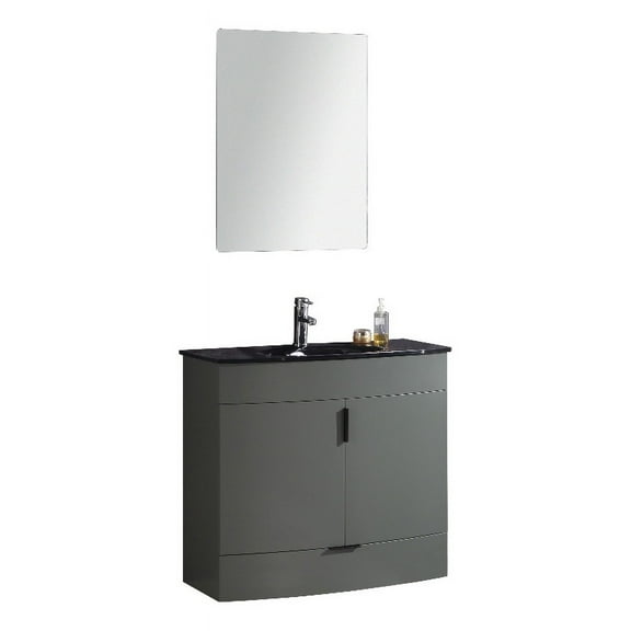 Legion Furniture 36" Contemporary Plastic Bathroom Vanity in Pewter Green