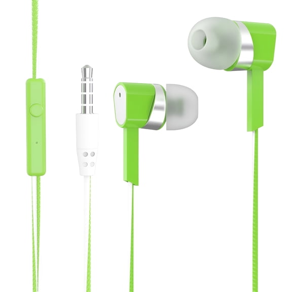 GJX Plug in Ear Buds in Ear Headphones with Mic 3.5Mm Wired Headphones for Ios and Android Smartphones Laptops Mp3 Gaming Walkman Earphones for Kids Over Ear with A Mike Green One Size