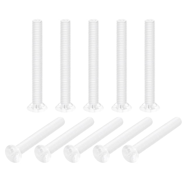 Unique Bargains M3x25mm Plastic Phillips Machine Screws, PC Flat Head Machine Bolts 10 Pack