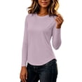 thumbnail image 4 of Women Solid High‑Stretch Yoga Top, Breathable Long Sleeve Workout Shirt with Mesh Back, Slim Fit Sports Pullover for Running Gym Training Purple XL(XL), 4 of 9