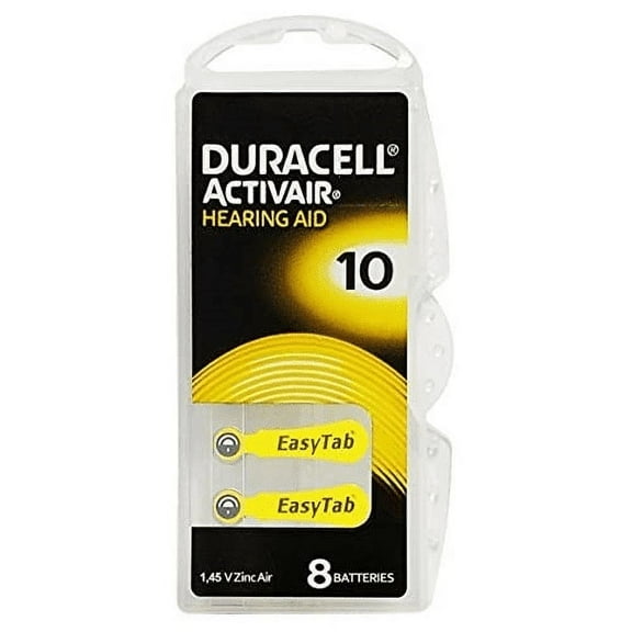 Duracell Size 10 Hearing Aid Batteries (2 packs of 8-Total of 16 batteries)