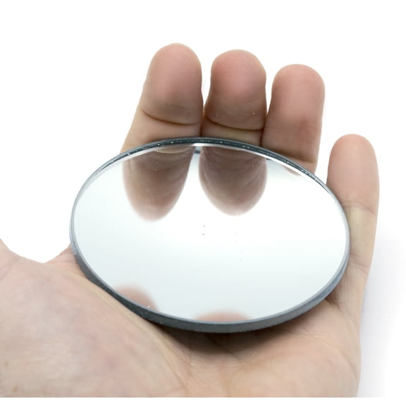 Round Concave Glass Mirror - 3" (75mm) Diameter - 75mm Focal Length - 3mm Thick Approx. - Eisco Labs
