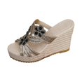 thumbnail image 6 of Dakaela Women's Wedge Platform Sandals 2025 Bohemian Rhinestone Espadrilles Slides Summer Beach Shoes, 6 of 7