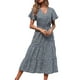 thumbnail image 2 of VISgogo Vestido Mujer, Patrones Estampados Escote en V Manga Corta de Una Pieza con Botones y Cordón para Verano, S/M/L/XL/XXL VISgogo moda, 2 of 6
