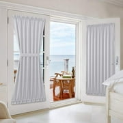 Blackout French Door Curtain - Soft Fabric Heavy-Duty Rod Pocket Door Curtain for Privacy Window Drapery Curtain For Door Window White 64*102cm