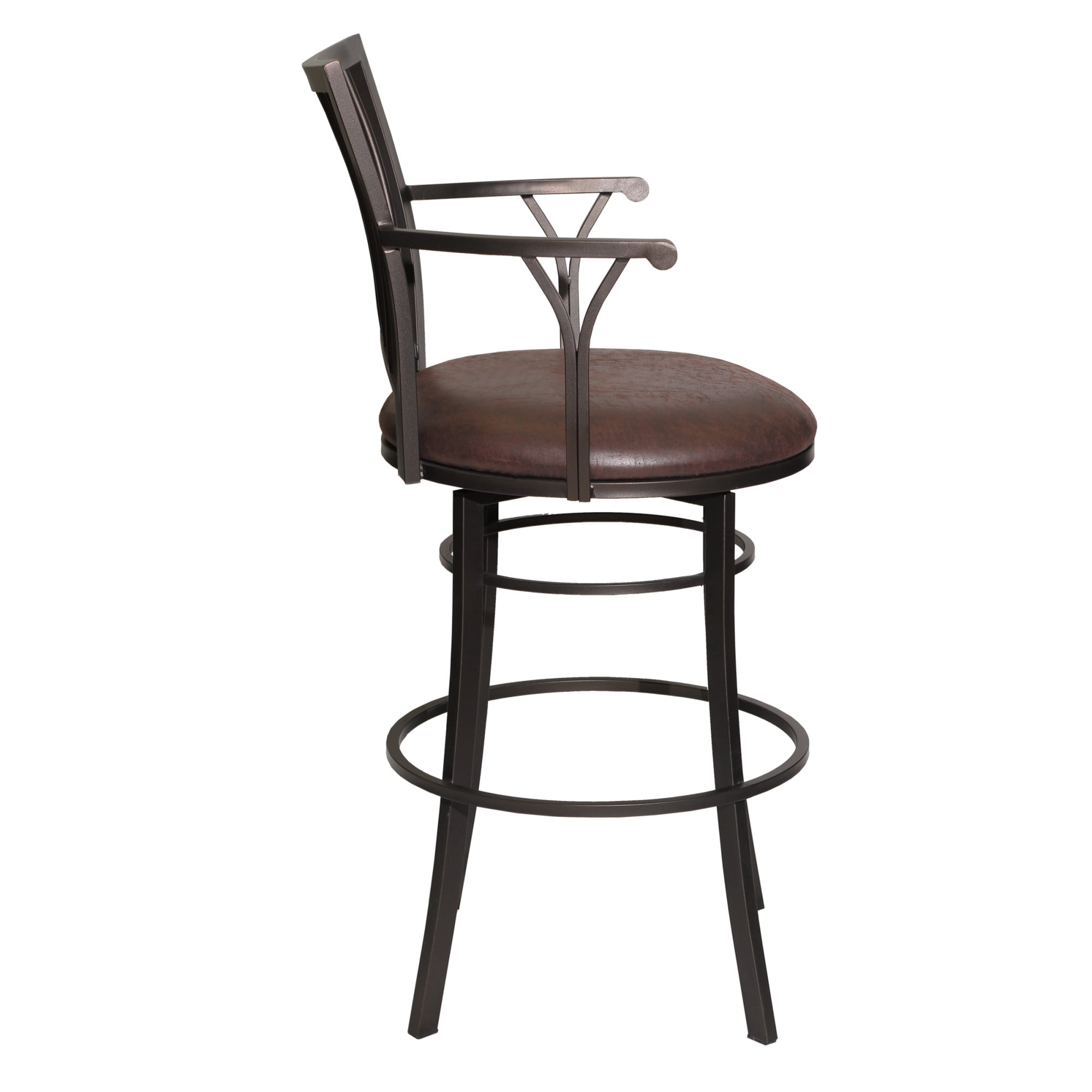 Steve Silver Bayview Metal Swivel Bar Stool with Coach Brown Microsuede Seat