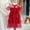 Red, variant on Zecgelong Toddler Girls Fly Sleeve Star Moon Sequin Dress Dance Party Ruffles Dresses Clothes Girls Dress For Kids Size 2-3 Years Beige