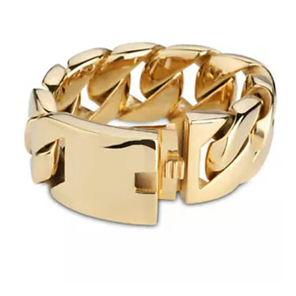 HOOUN Plated Gold Stainless Steel Mens Fashion Chunky Cuban Biker chain Bracelet 32mm -9.4'' (24cm)