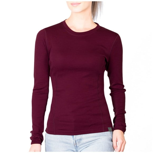 MERIWOOL Womens Base Layer 100% Merino Wool Midweight Long Sleeve Thermal Shirt Wine