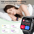 thumbnail image 6 of Smart Watch for Men Women, 1.84" HD Touchsreen, Bluetooth Calling, IP68 Water-Resistance, 100+ Sports Modes, Health, Fitness & Sleep Tracker, Timer, Fitness Watch for Android/iOS, Black, 6 of 8