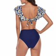 thumbnail image 3 of Women Ruffle High Waist Swimsuit Two Pieces Bathing Suit Push Up Floral Print Bikini Sets, 3 of 6